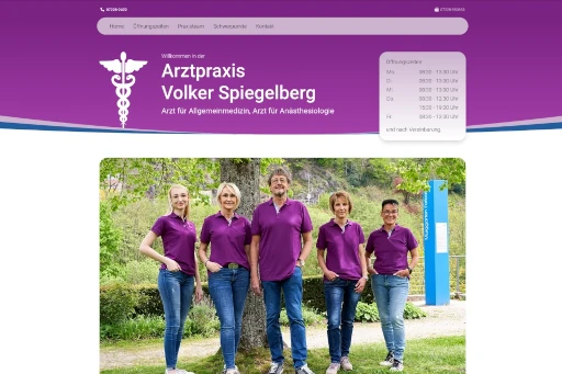 Website der Arztpraxis Volker Spiegelberg – wartungsarm, alle Infos auf einen Blick
